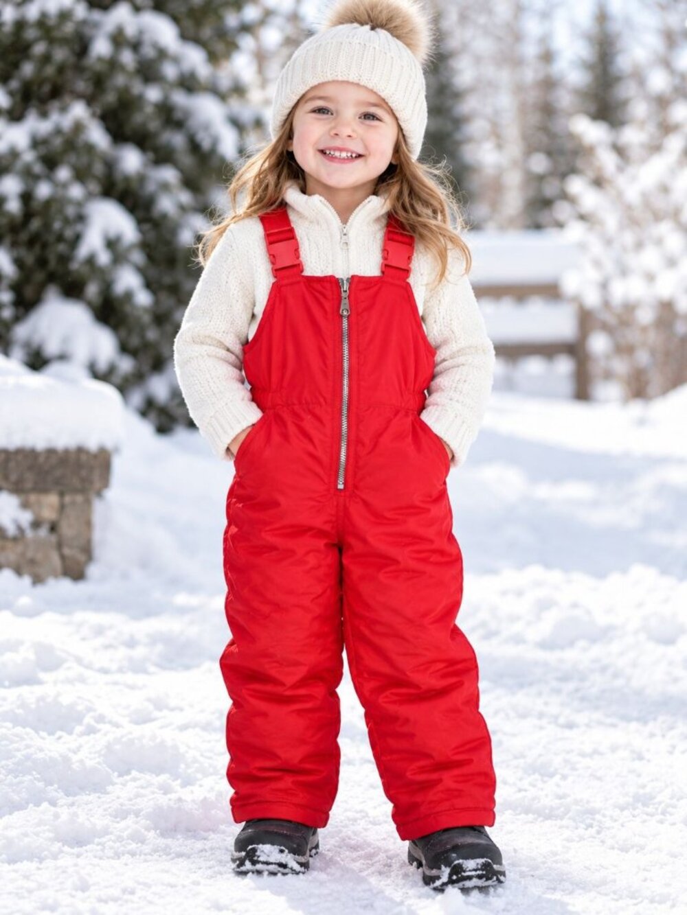 London Fog Red Toddler Snow Bib Overalls 4T Ski Winter Pants Zipper Front 48M